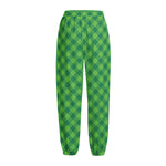 Green St. Patrick's Day Plaid Print Fleece Lined Knit Pants