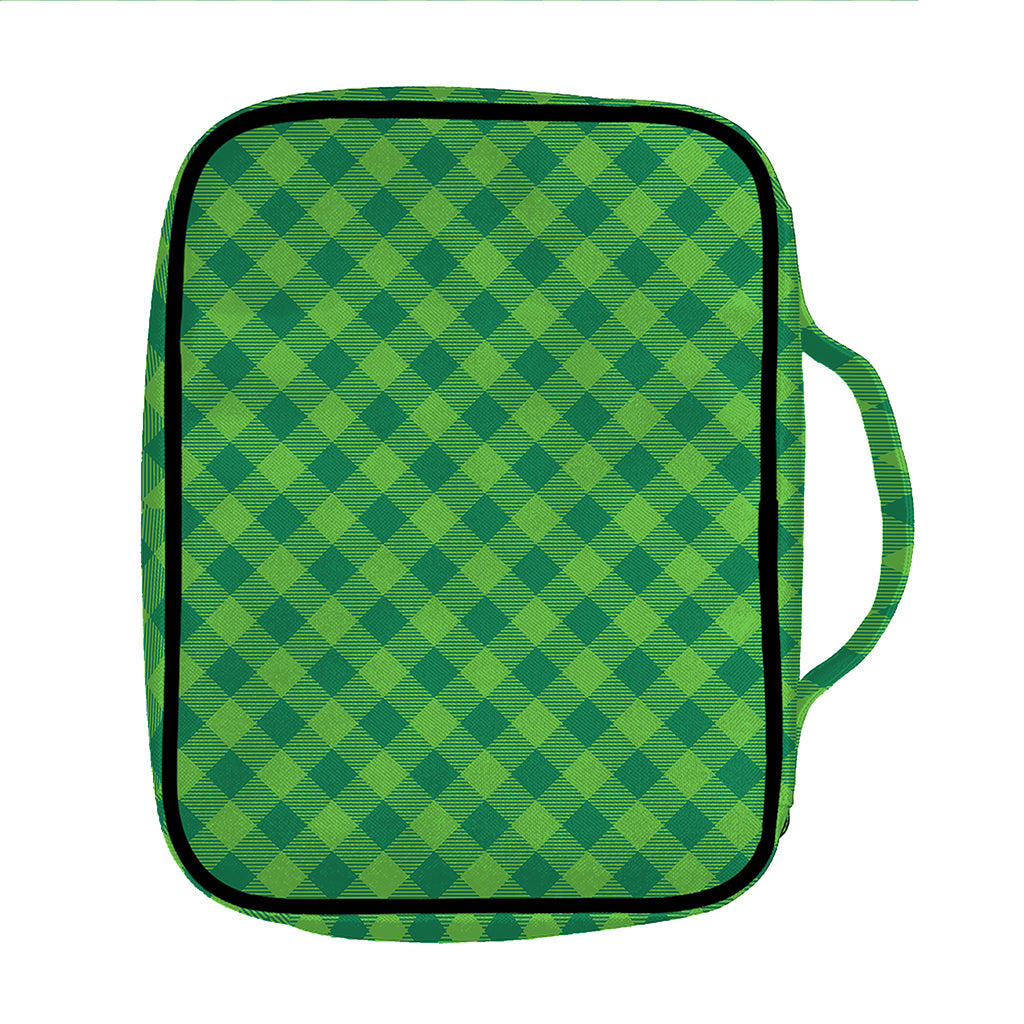 Green St. Patrick's Day Plaid Print Front Pocket Bible Bag