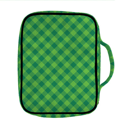 Green St. Patrick's Day Plaid Print Front Pocket Bible Bag
