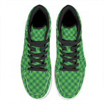 Green St. Patrick's Day Plaid Print High Top Leather Sneakers