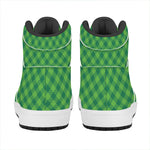 Green St. Patrick's Day Plaid Print High Top Leather Sneakers