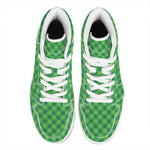 Green St. Patrick's Day Plaid Print High Top Leather Sneakers