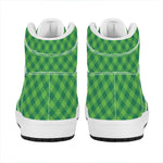 Green St. Patrick's Day Plaid Print High Top Leather Sneakers