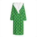Green St. Patrick's Day Plaid Print Hooded Bathrobe