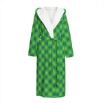 Green St. Patrick's Day Plaid Print Hooded Bathrobe
