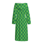 Green St. Patrick's Day Plaid Print Hooded Bathrobe