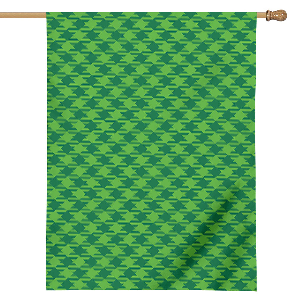 Green St. Patrick's Day Plaid Print House Flag