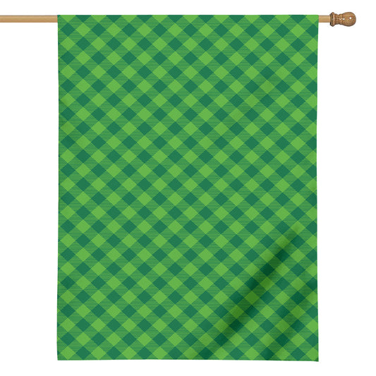Green St. Patrick's Day Plaid Print House Flag