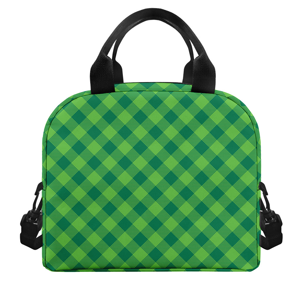 Green St. Patrick's Day Plaid Print Insulated Lunch Bag