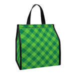 Green St. Patrick's Day Plaid Print Insulated Lunch Tote