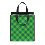 Green St. Patrick's Day Plaid Print Insulated Lunch Tote