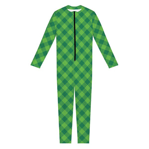 Green St. Patrick's Day Plaid Print Jumpsuit