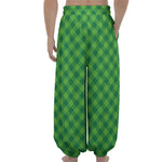 Green St. Patrick's Day Plaid Print Lantern Pants