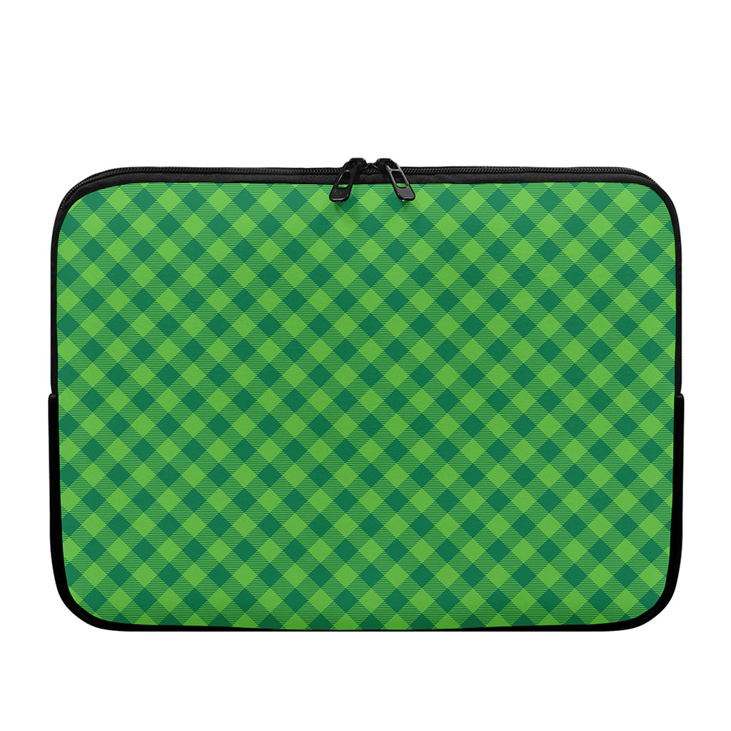 Green St. Patrick's Day Plaid Print Laptop Sleeve