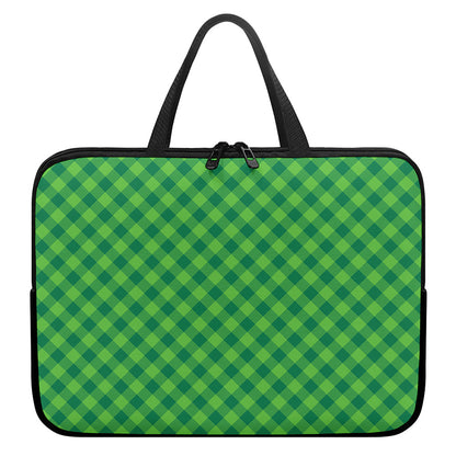 Green St. Patrick's Day Plaid Print Laptop Sleeve With Handle