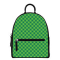 Green St. Patrick's Day Plaid Print Leather Backpack