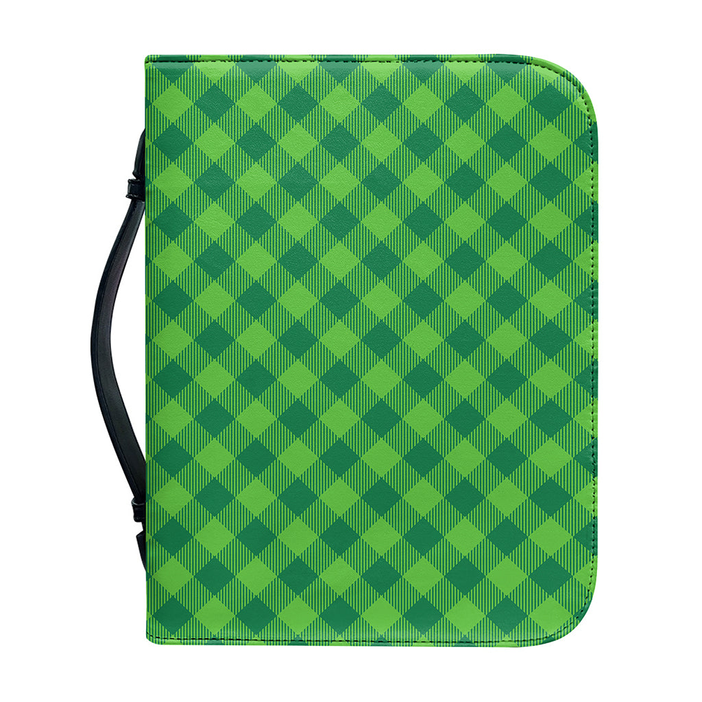 Green St. Patrick's Day Plaid Print Leather Bible Cover