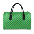 Green St. Patrick's Day Plaid Print Leather Duffel Bag