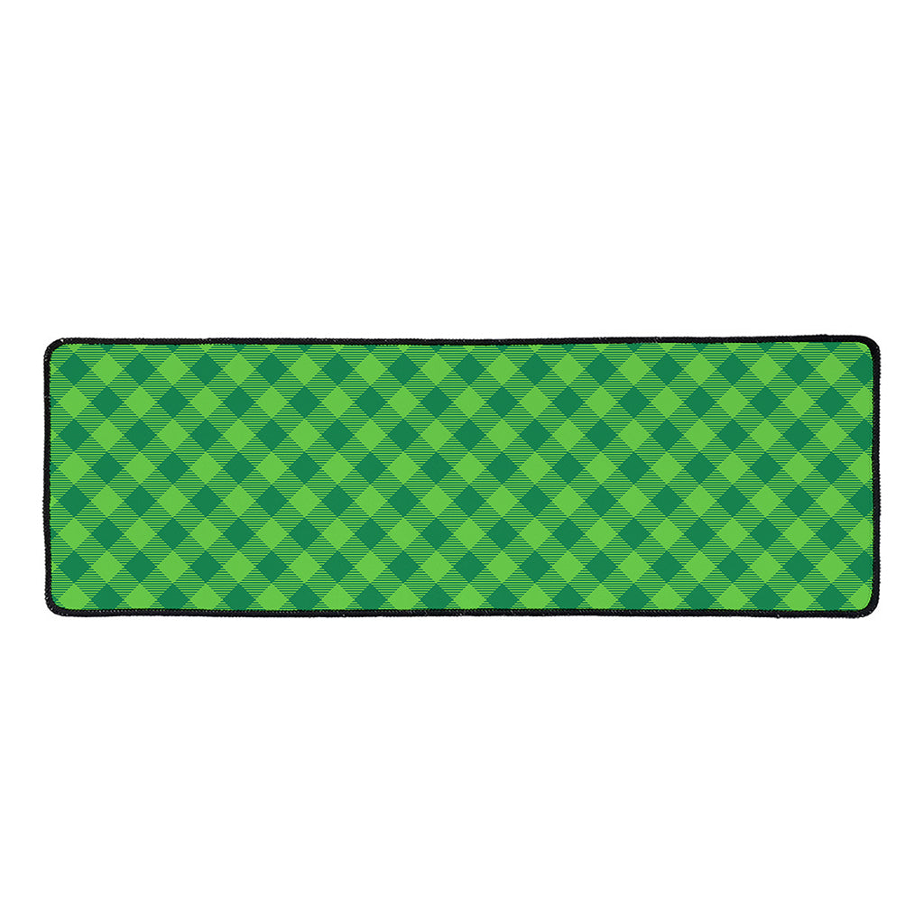 Green St. Patrick's Day Plaid Print Long Kitchen Mat