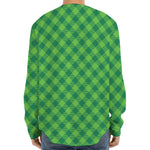 Green St. Patrick's Day Plaid Print Long Sleeve Baseball Jersey
