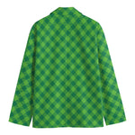 Green St. Patrick's Day Plaid Print Men's Cotton Blazer