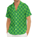 Green St. Patrick's Day Plaid Print Men's Deep V-Neck Shirt