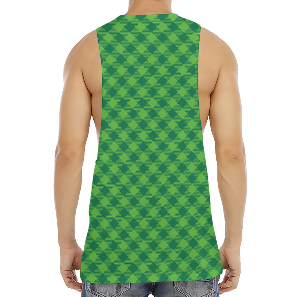 Green St. Patrick's Day Plaid Print Men's Muscle Tank Top