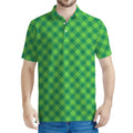 Green St. Patrick's Day Plaid Print Men's Polo Shirt