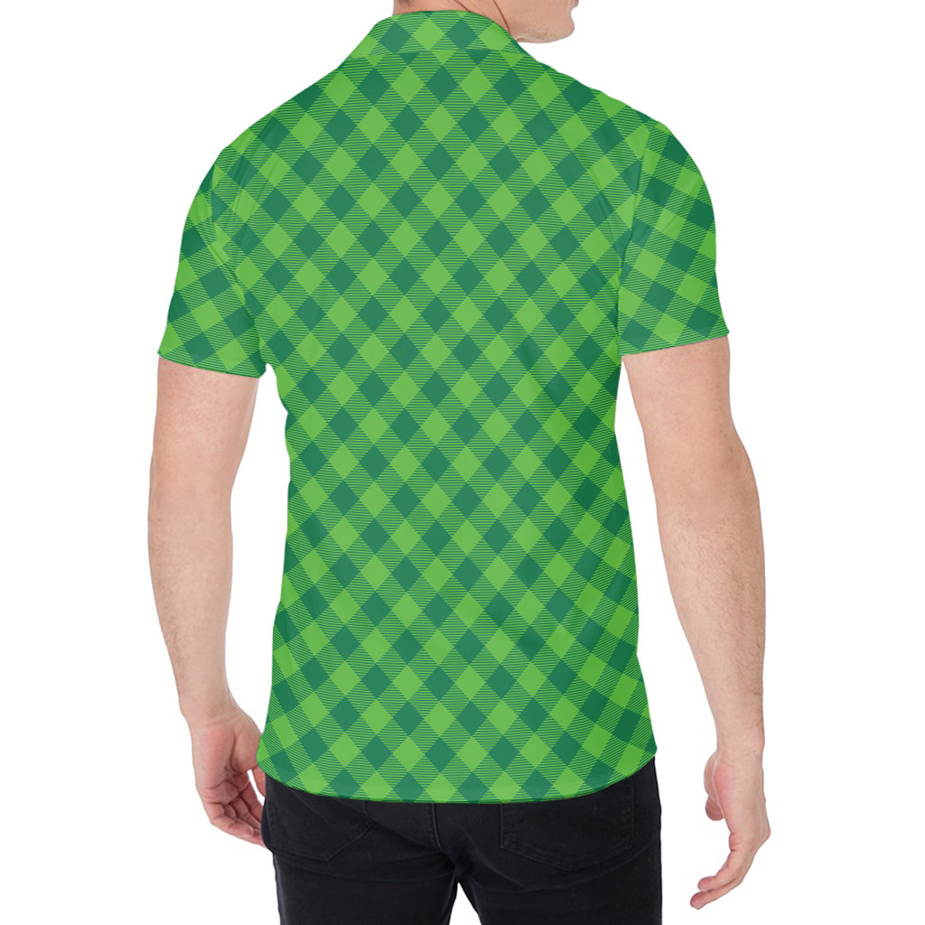 Green St. Patrick's Day Plaid Print Men's Shirt