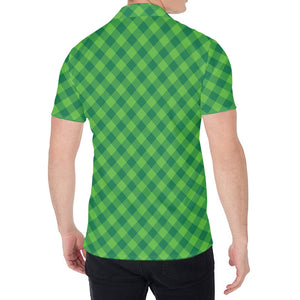 Green St. Patrick's Day Plaid Print Men's Shirt