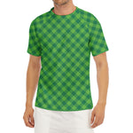 Green St. Patrick's Day Plaid Print Men's Short Sleeve Rash Guard