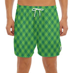 Green St. Patrick's Day Plaid Print Men's Split Running Shorts