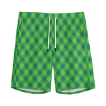 Green St. Patrick's Day Plaid Print Men's Sports Shorts