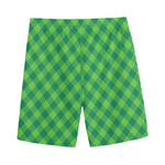 Green St. Patrick's Day Plaid Print Men's Sports Shorts