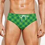Green St. Patrick's Day Plaid Print Men's Swim Briefs