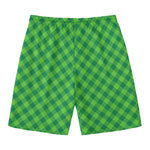 Green St. Patrick's Day Plaid Print Men's Swim Trunks