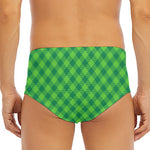 Green St. Patrick's Day Plaid Print Men's Triangle Swim Briefs