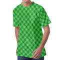 Green St. Patrick's Day Plaid Print Men's Velvet T-Shirt