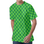 Green St. Patrick's Day Plaid Print Men's Velvet T-Shirt