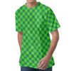 Green St. Patrick's Day Plaid Print Men's Velvet T-Shirt