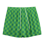 Green St. Patrick's Day Plaid Print Mesh Shorts