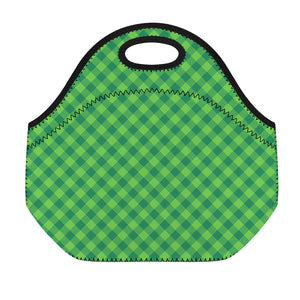 Green St. Patrick's Day Plaid Print Neoprene Lunch Bag