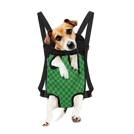 Green St. Patrick's Day Plaid Print Pet Carrier Backpack
