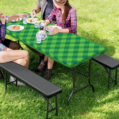 Green St. Patrick's Day Plaid Print Picnic Table Cover