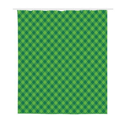 Green St. Patrick's Day Plaid Print Polyester Shower Curtain