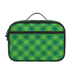 Green St. Patrick's Day Plaid Print Portable Lunch Bag