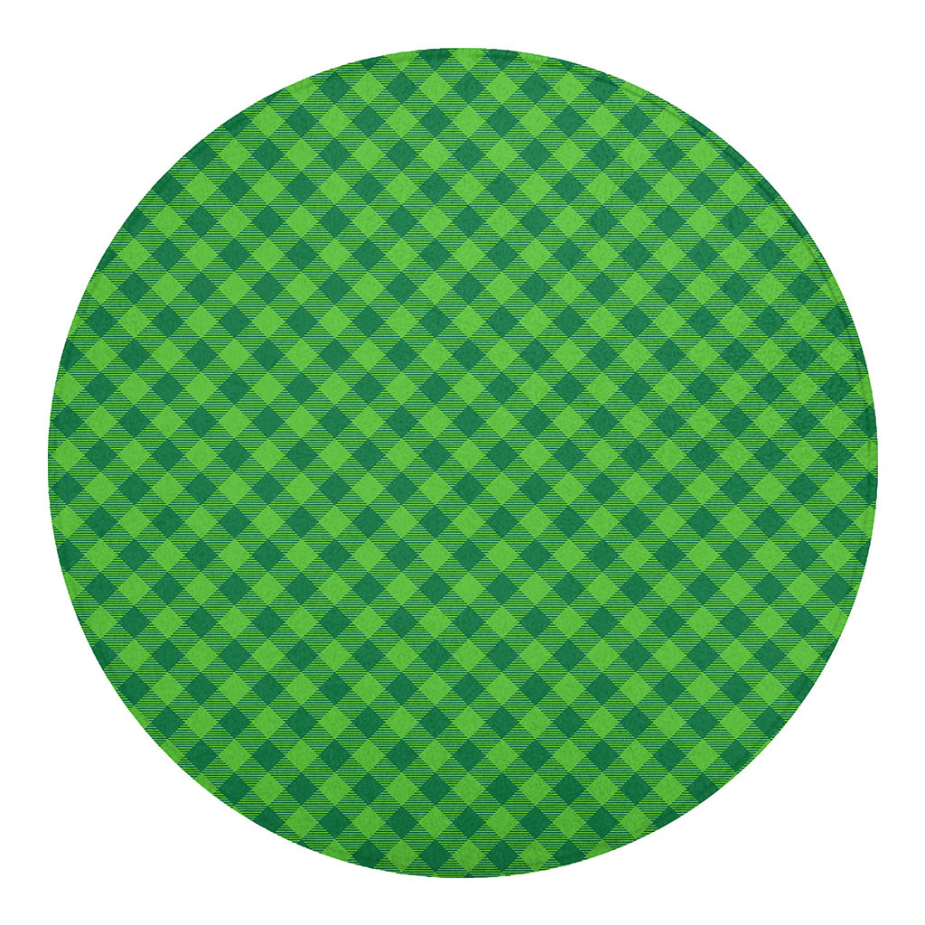 Green St. Patrick's Day Plaid Print Round Blanket