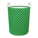 Green St. Patrick's Day Plaid Print Round Laundry Basket