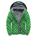 Green St. Patrick's Day Plaid Print Sherpa Lined Zip Up Hoodie