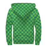 Green St. Patrick's Day Plaid Print Sherpa Lined Zip Up Hoodie